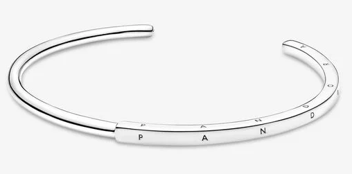 [599493C00] Brazalete Pandora Signature abierto logo plata