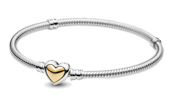[599380C00] Brazalete Pandora Moments cadena corazón dorado