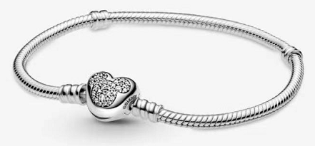 [599299C01] Brazalete Pandora broche corazón pavé plata