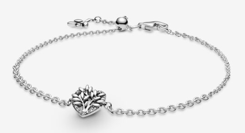 Brazalete Pandora árbol de la vida corazón plata