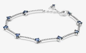 Brazalete Pandora barras circonias azules plata