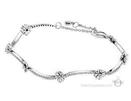 Brazalete Pandora margaritas pavé plata