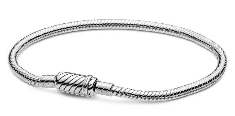 Brazalete Pandora cadena broche texturizado plata
