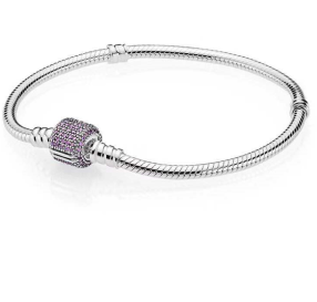 Brazalete Pandora Moments plata cierre redondo pavé rosa