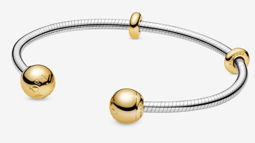 Brazalete Pandora Abierto Bolas Doradas