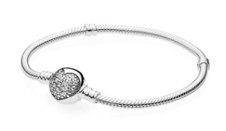 [B28] Brazalete Pandora Moments plata corazón pavé completo