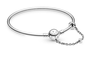 Brazalete rígido Pandora cierre pavé y cadena de seguridad