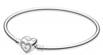 Brazalete rígido Pandora corazón contorno pavé