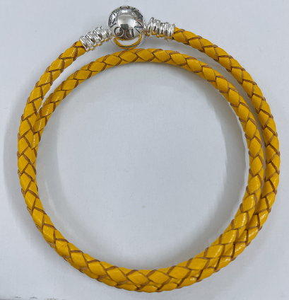 Brazalete Pandora cordón trenzado amarillo vuelta sencilla