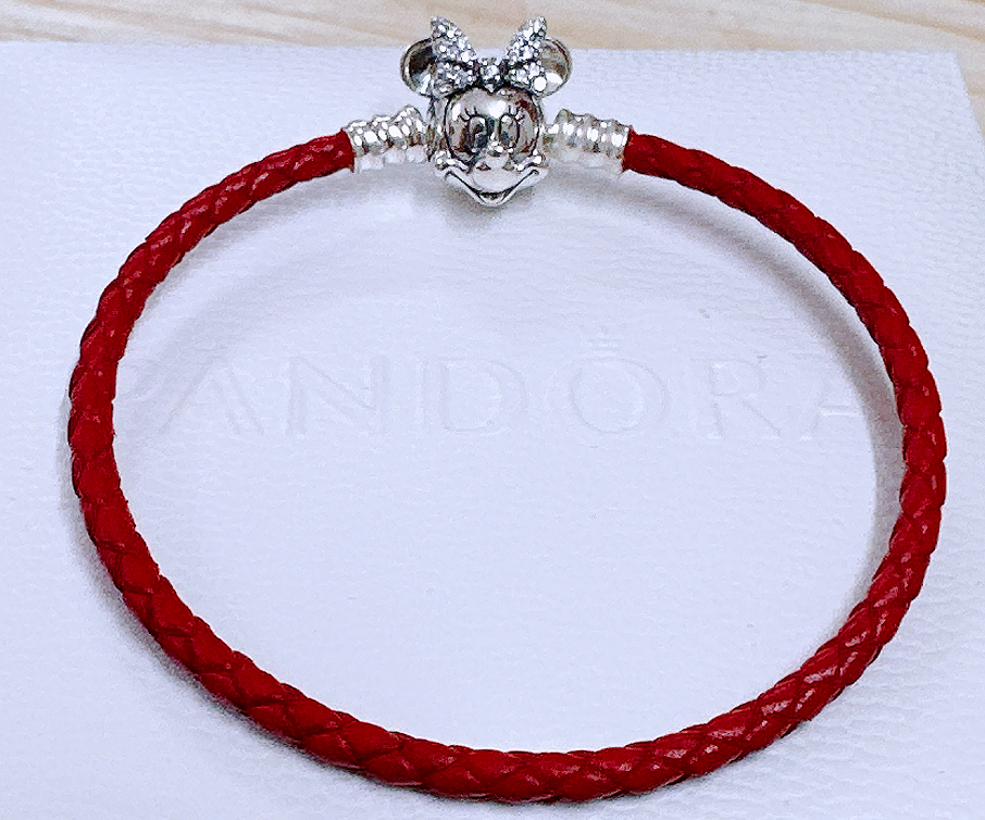 Brazalete Pandora cordón rojo Disney Minnie vuelta sencilla