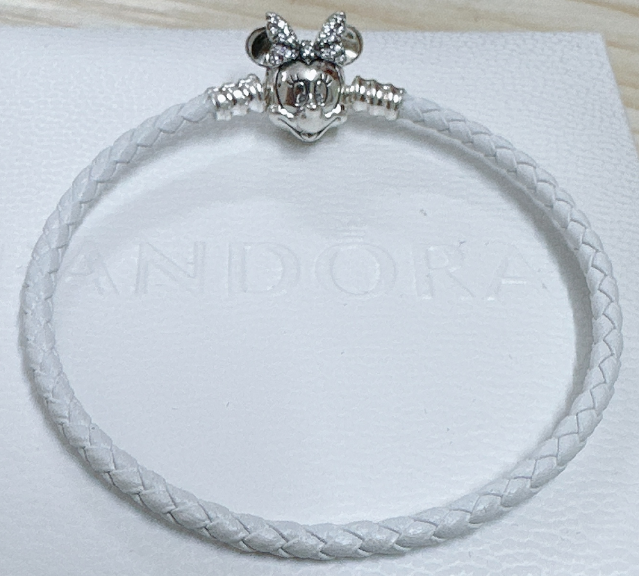 Brazalete Pandora cordón blanco Disney Minnie vuelta sencilla