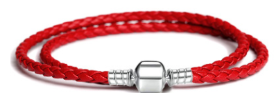 [B42] Brazalete Pandora cordón trenzado rojo doble vuelta