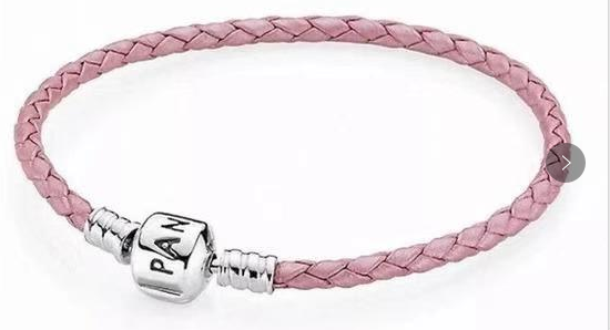 Brazalete Pandora cordón trenzado rosa