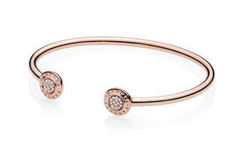 Brazalete rígido abierto Pandora pavé oro rosa
