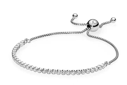 Brazalete deslizante Pandora línea de circonias plata