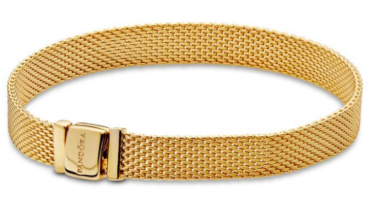 [B64-2] Brazalete Pandora Reflexions malla dorada 15-21cm