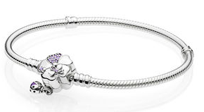 [B73] Brazalete Pandora Moments cierre floral lila