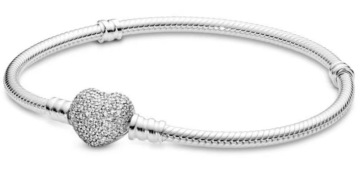 Brazalete Pandora Moments Corazón Pavé Plata