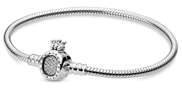 [B77] Brazalete Pandora Signature Corona y Logo Pavé