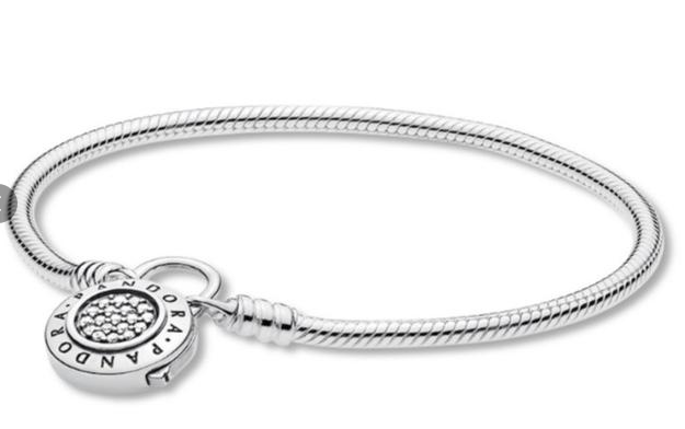 [B86] Brazalete Pandora Signature Disco Colgante Plata
