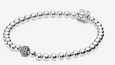 Brazalete Pandora Bolitas Plata con Pavé