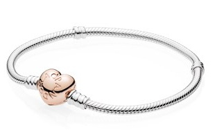 [B97] Brazalete Pandora Moments Candado Corazón Oro Rosa