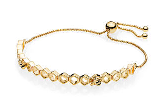 Brazalete Pandora Baño Dorado Hexágonos