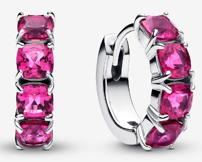 Aretes Pandora Aro Circonias Cojín Rosa Intenso