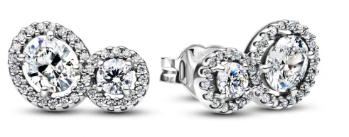 [293774C01] Aretes Pandora Halo Asimétrico Doble Circonia