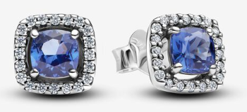 Aretes Pandora Halo Azul Circonia