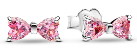 Aretes Pandora Moño Circonia Rosa