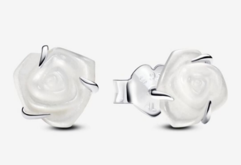 [293209C01] Aretes Pandora Rosa Esmalte Blanco