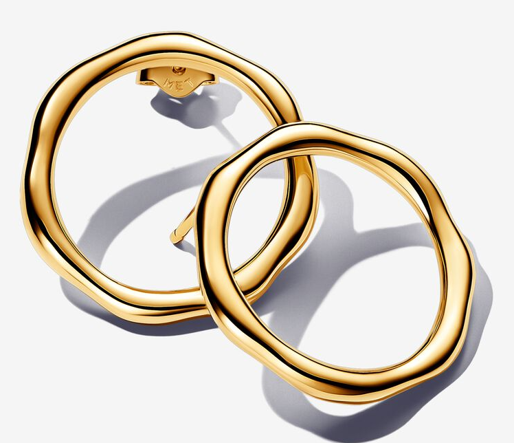 [263265C00] Aretes Pandora Doble Aro Entrelazado Dorado