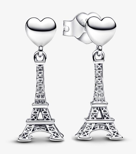 Aretes Pandora Corazón y Torre Eiffel