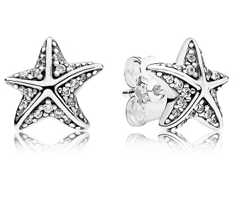 Aretes Pandora estrella de mar pavé plata
