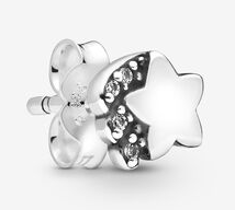 Aretes Pandora set flor pulida y flor pavé