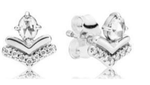 Aretes Pandora corona circonia marquesa y pavé