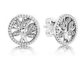 [EH-31] Aretes Pandora árbol de la vida medallón plata