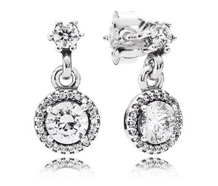 Aretes Pandora círculo halo colgante con stud