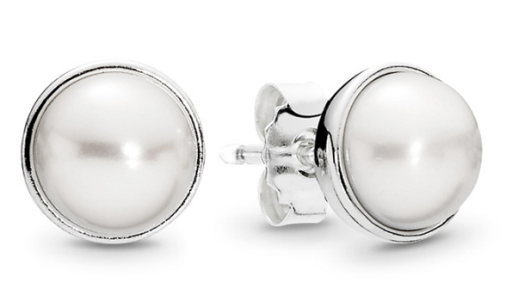 Aretes Pandora perla clásica engastada