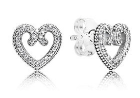 Aretes Pandora contorno corazón abierto