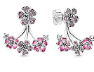 Aretes Pandora flor doble con racimo rosa