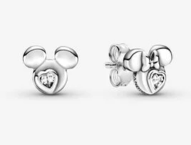 [EH-64] Aretes Pandora Disney Mickey Mouse corazón plata