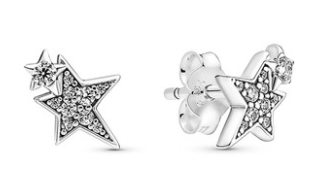 Aretes Pandora estrella fugaz doble pavé plata