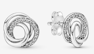 Aretes Pandora espiral anillos pavé plata
