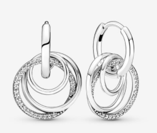 Aretes Pandora aro triple círculo orbital plata