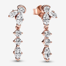 [EH-91] Aretes Pandora cascada circonias mixtas oro rosa
