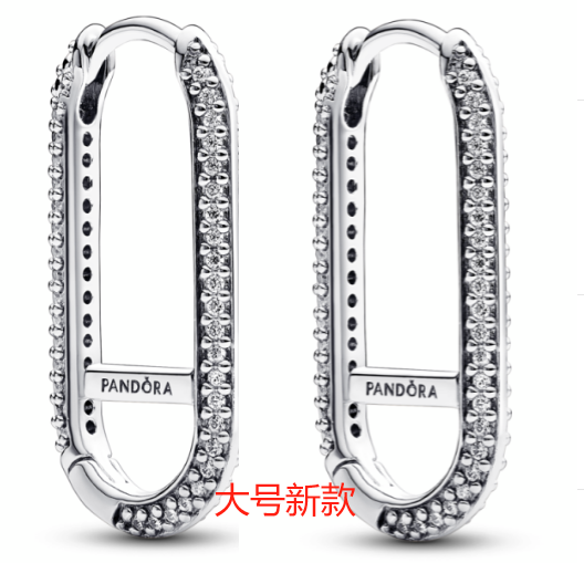 [EH-303] Aretes Pandora aro ovalado Signature pavé plata grande