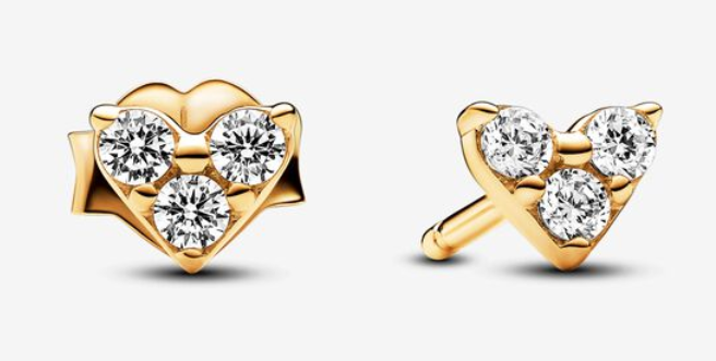 Aretes Pandora corazón racimo circonia dorado