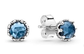 Aretes Pandora corona circonia azul